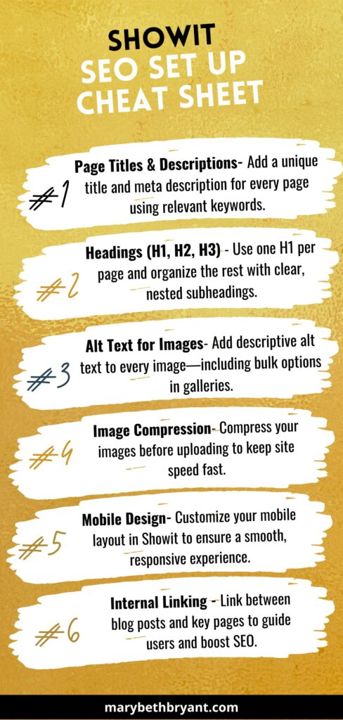 Showit SEO Checklist for getting started