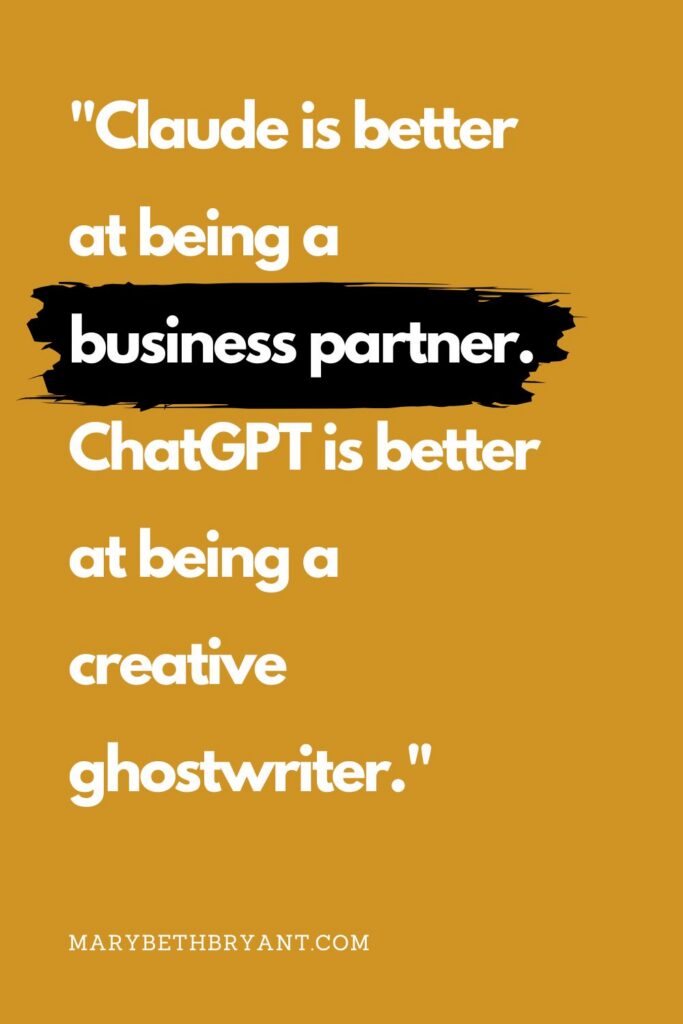 quote from mb bryant on Claude for photography businesses on yellow background